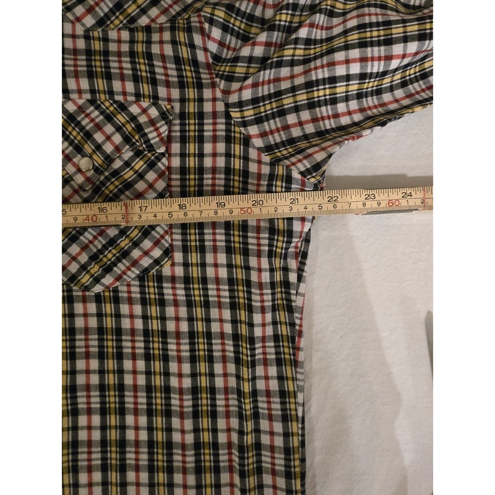 Prior Western Mens Medium Plaid Cowboy Pearl Snap Button Down Shirt Long Sleeve - Picture 5 of 8